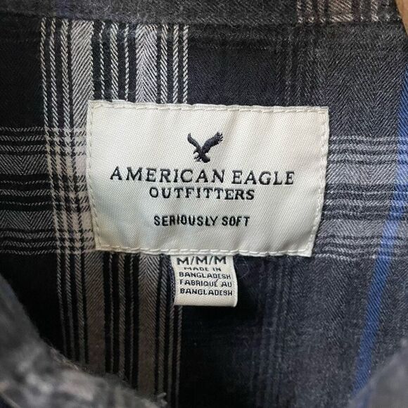 American Eagle Snap Front Plaid Western Style Shirt M - Picture 6 of 8